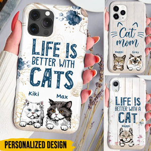 Personalized Phone case Life is better with cats  Gift for Cat Lovers