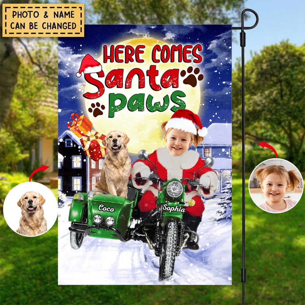Here Comes Santa Paws Personalized Flag Christmas Gift Gift For Pet Lovers
