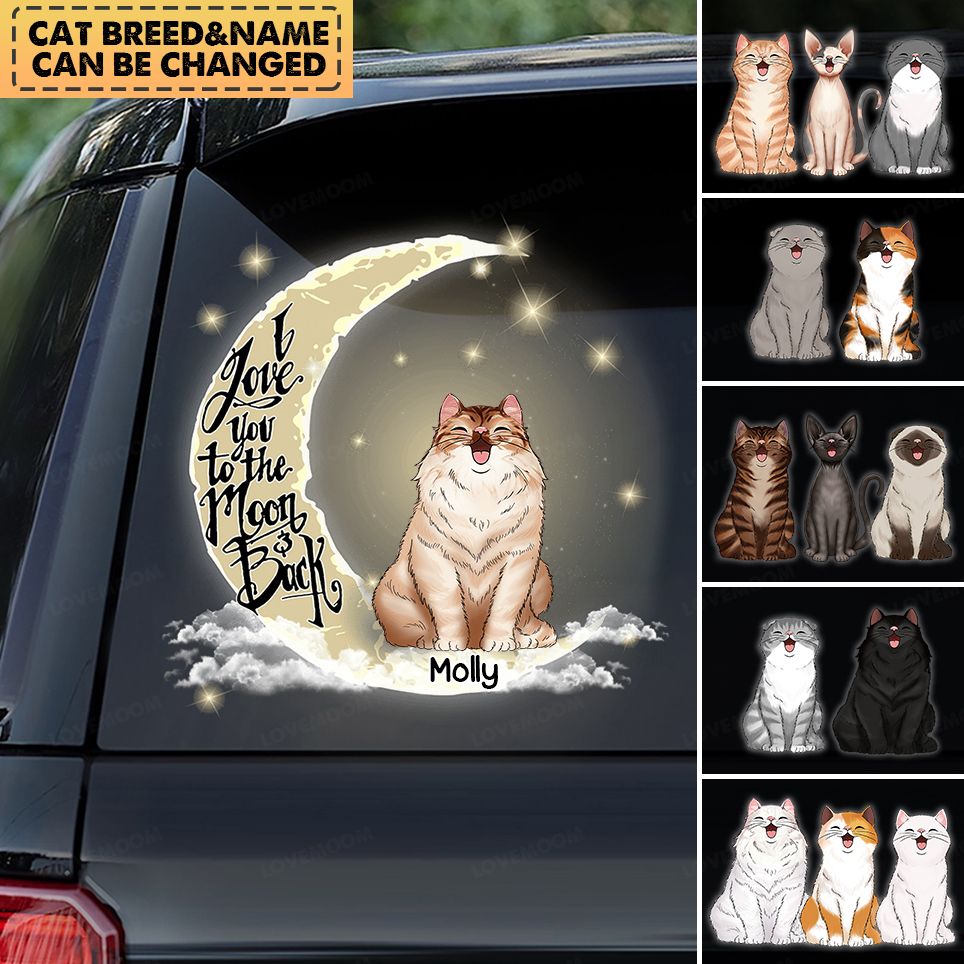 Love My Cats To The Moon And Back Personalized Decal