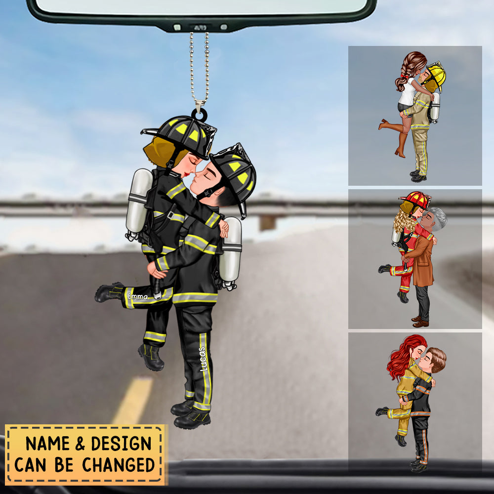 Personalized Couple Firefighter Car Acrylic Ornament