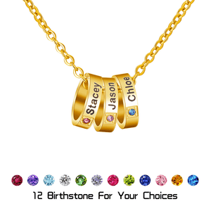 Mother's Day Gift Personalized Name Circle Necklace with Custom Birthstone