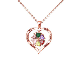 Mother's Day Gift Custom Diamond Heart Birthstone Necklace