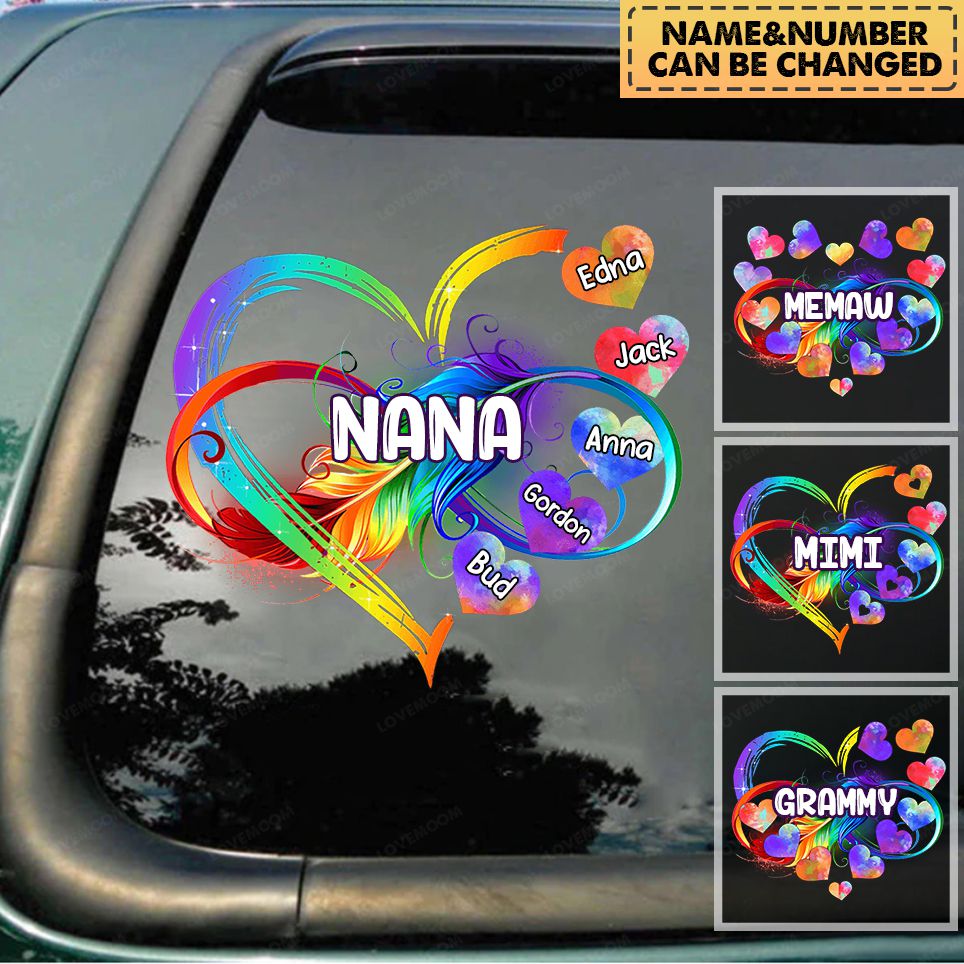 Grandma Grandkids Infinity Love Family Heart Rainbow Personalized Decal