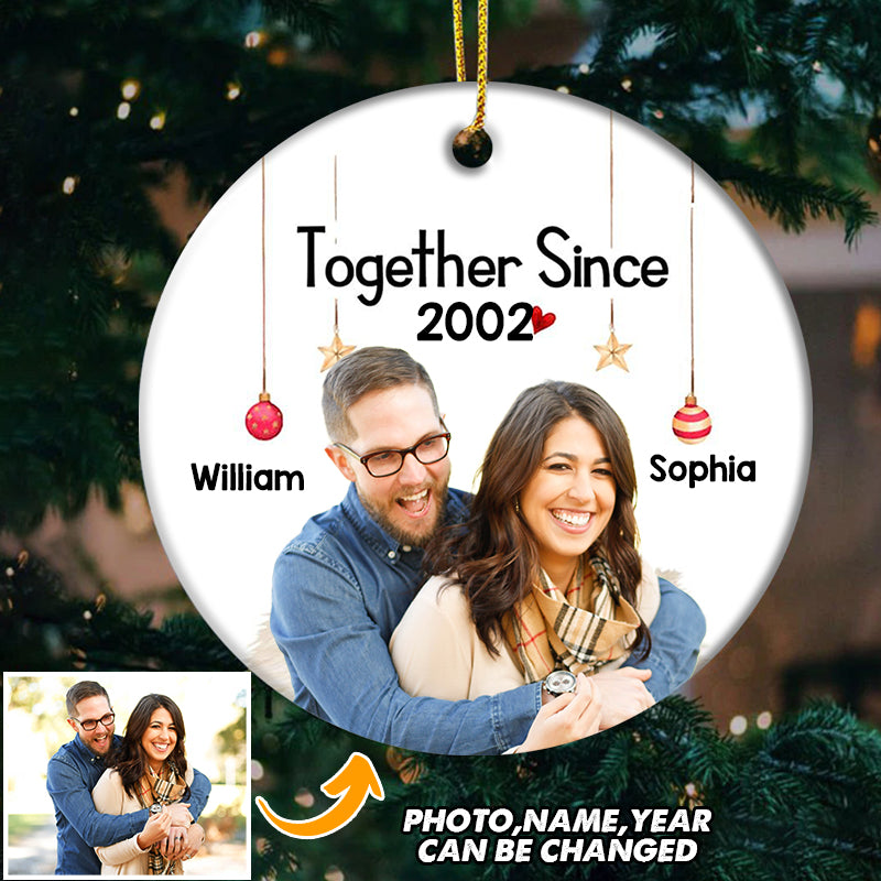 Couple Since Anniversary Christmas Gift Personalized Circle Ornament