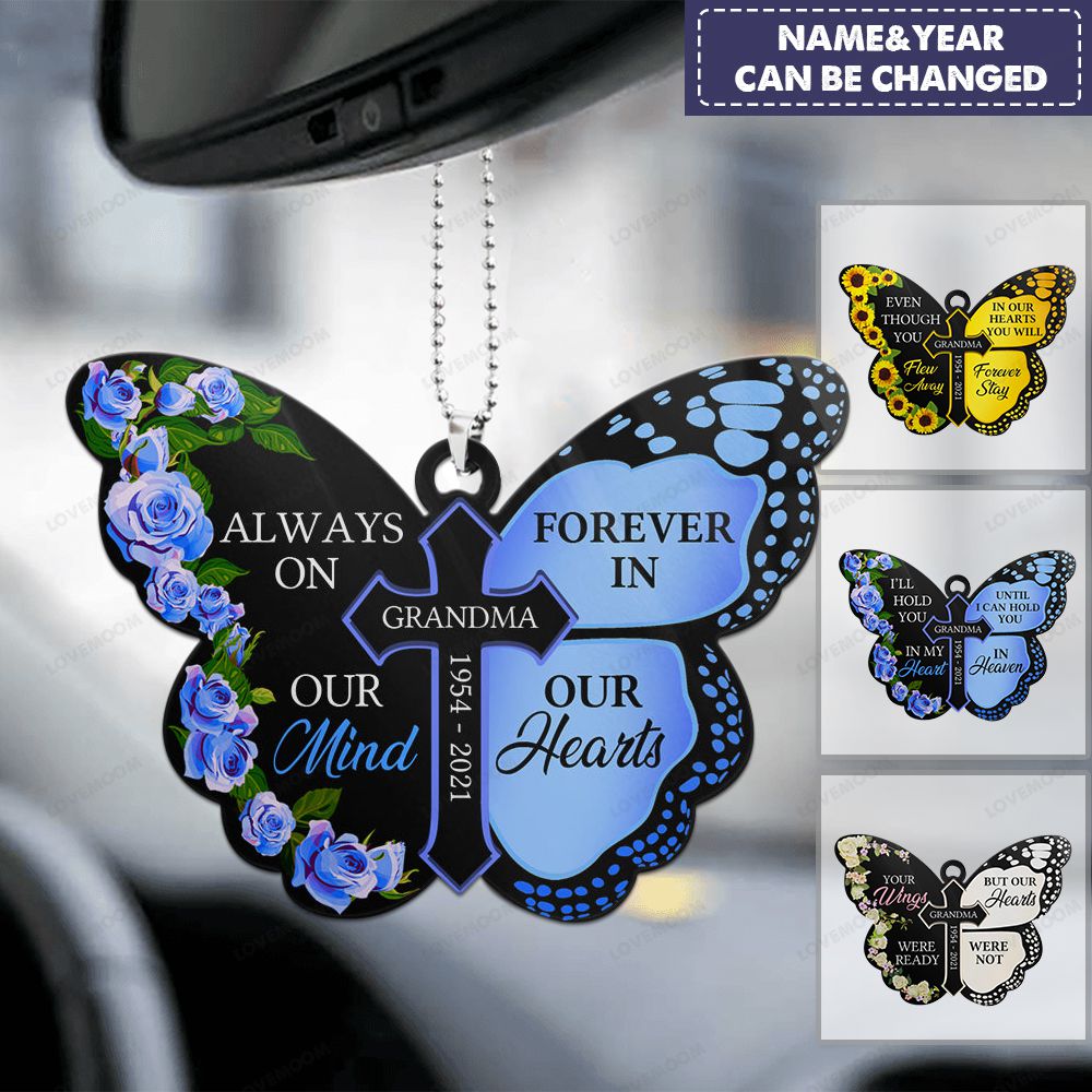 Forever In Our Hearts - Memorial Gift - Personalized Butterfly Ornament