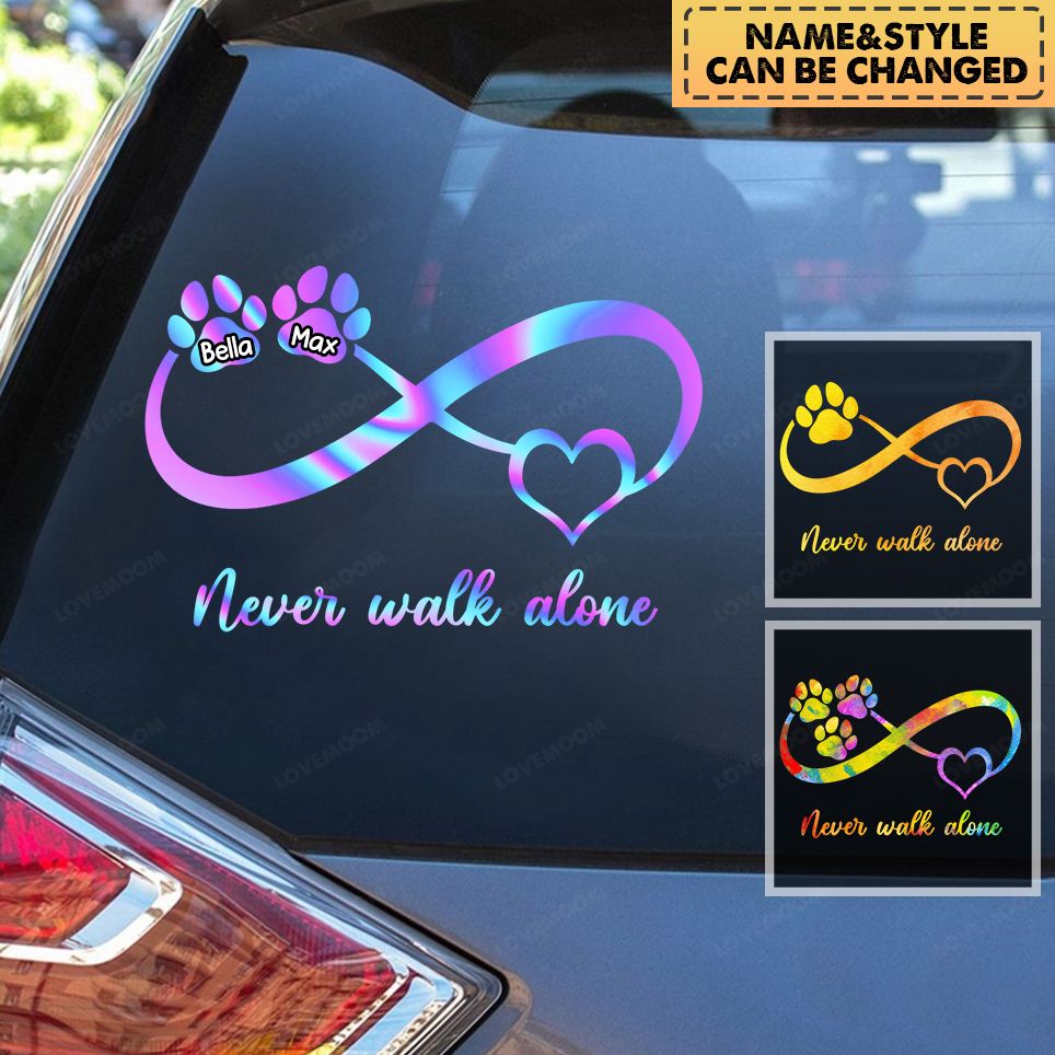 Personalized Dog Never Walk Alone Decal