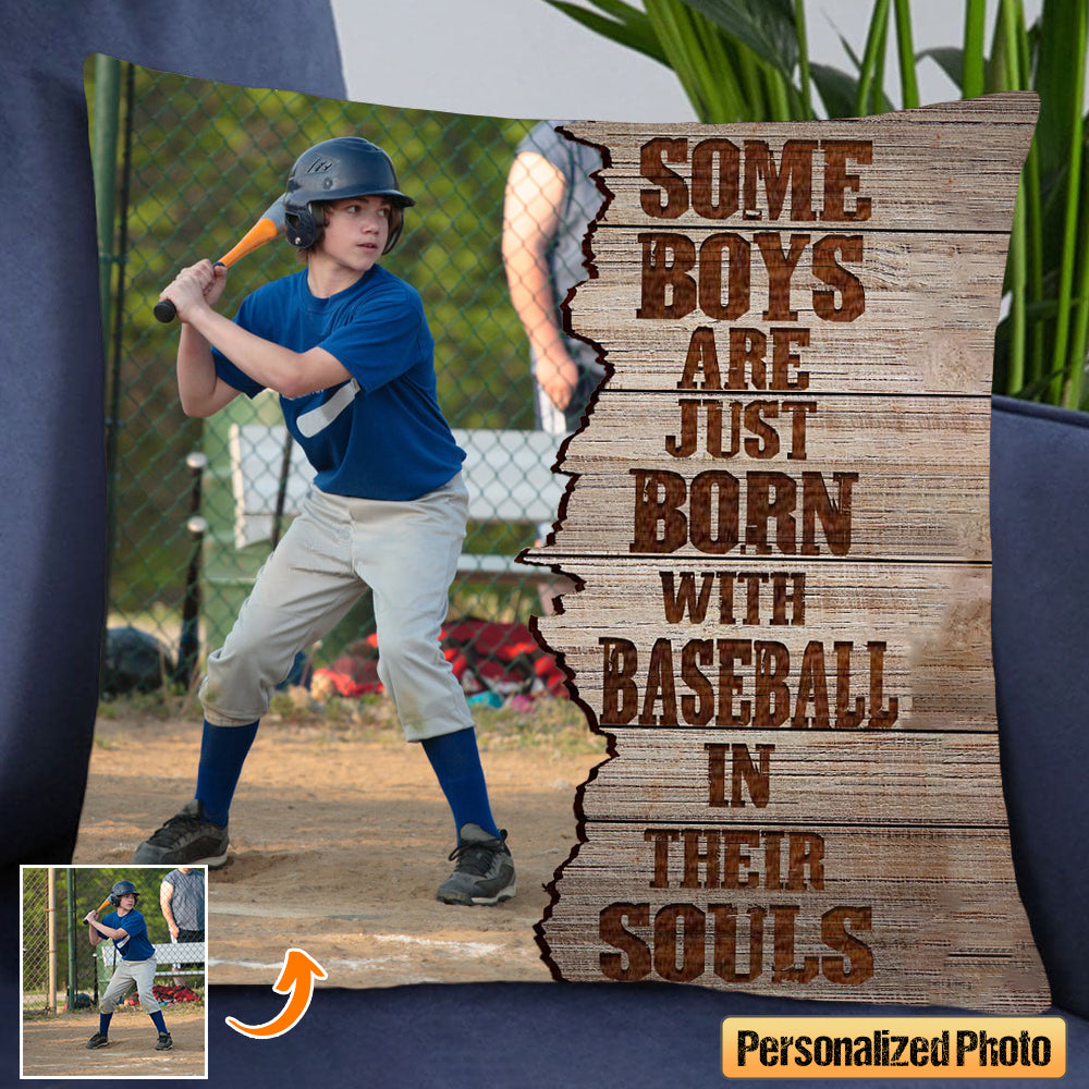 Personalized Some Boys Are Just Born with Baseball Pillow Cover