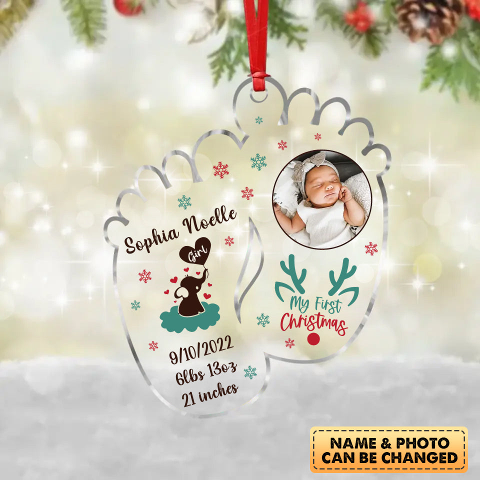 Personalized Baby My First Christmas Feet Ornament