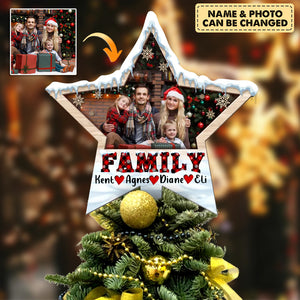 Personalized Family Photo Star Tree Topper - Christmas Gift Idea for Family