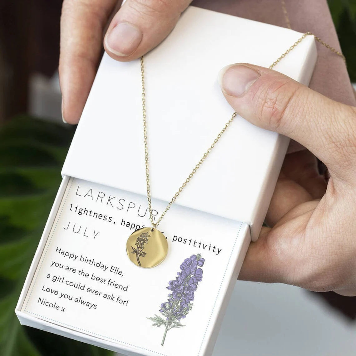 12 Month Delicate Birth Flower Necklace