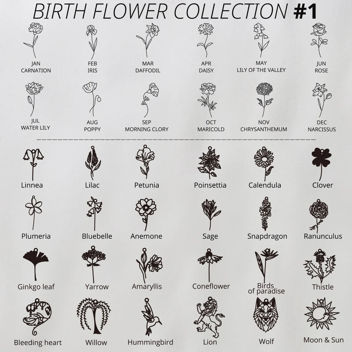Custom Name Necklace with Birth Flower – LynnMinimalist