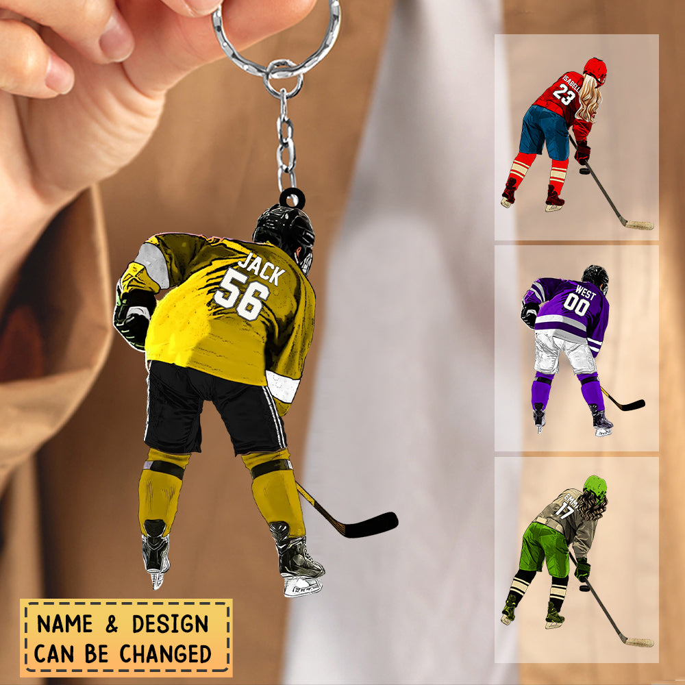 Personalized  Ice Hockey Player Acrylic Keychain