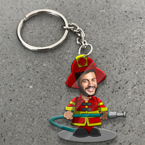 Fire Fighter Custom Photo, Personalized Acrylic Keychain