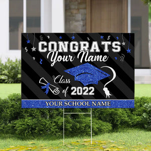 Congrats Class Of 2022 Graduation Lawn Sign With Stake