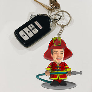 Fire Fighter Custom Photo, Personalized Acrylic Keychain