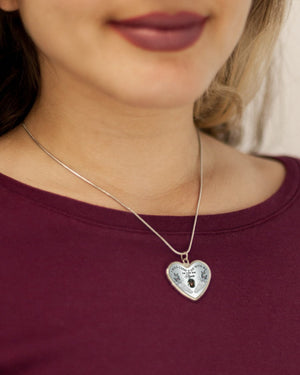 Rottweiler I Will Carry You Metallic Heart Necklace