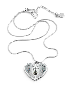 Cane Corso I Will Carry You Metallic Heart Necklace