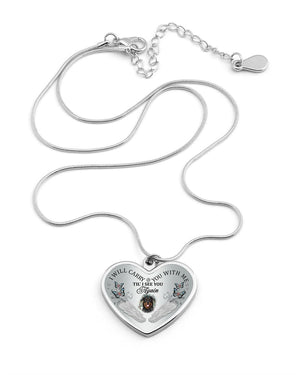 Rottweiler I Will Carry You Metallic Heart Necklace