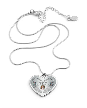 Beagle I Will Carry You Metallic Heart Necklace