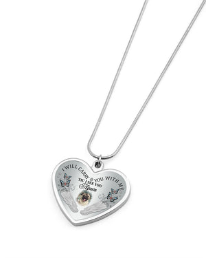 Pug I Will Carry You Metallic Heart Necklace