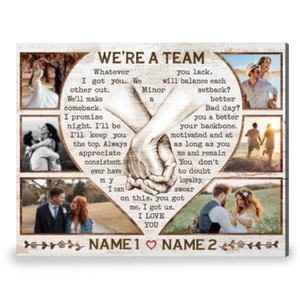 Personalized We're a Team Photo Couple Newlywed Sentimental Gift Canvas Prints