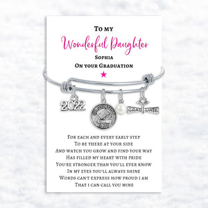 To my Wonderful Daughter-Personalized Name 2022 Graduation Gift Bracelet